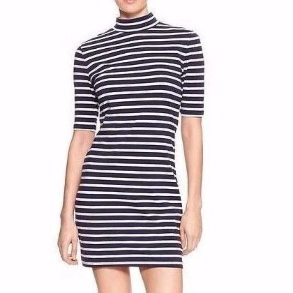 Gap Striped Mock Neck Jersey dress